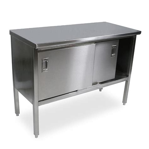 stainless steel work table with cabinet|stainless steel enclosed base table.